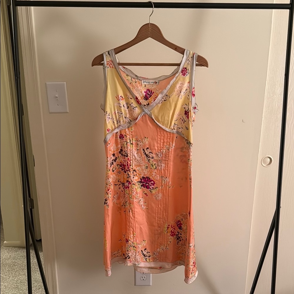Johnny Was Floral Silk Slip Dress - Orange and Yellow floral design. S.
